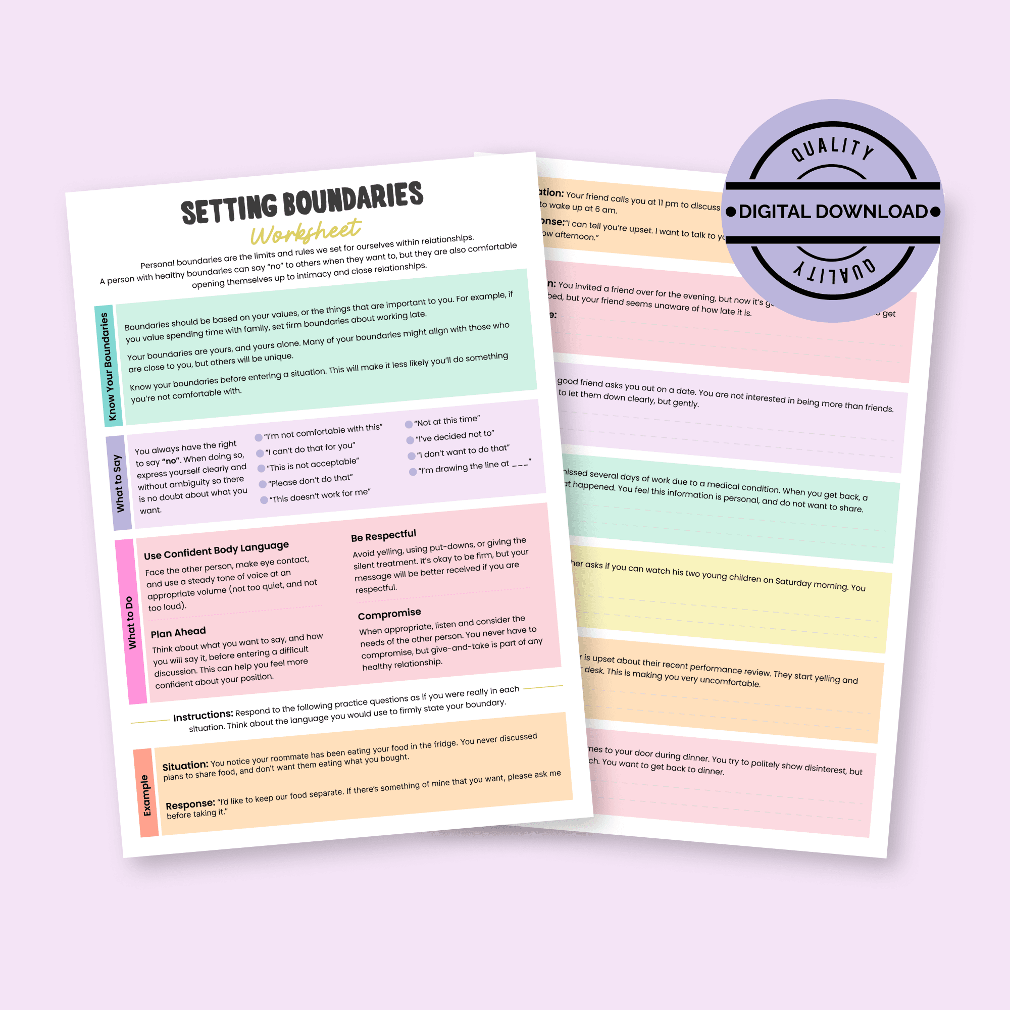 How to Maintain Healthy Relationships - Setting Boundaries Printable Worksheet
