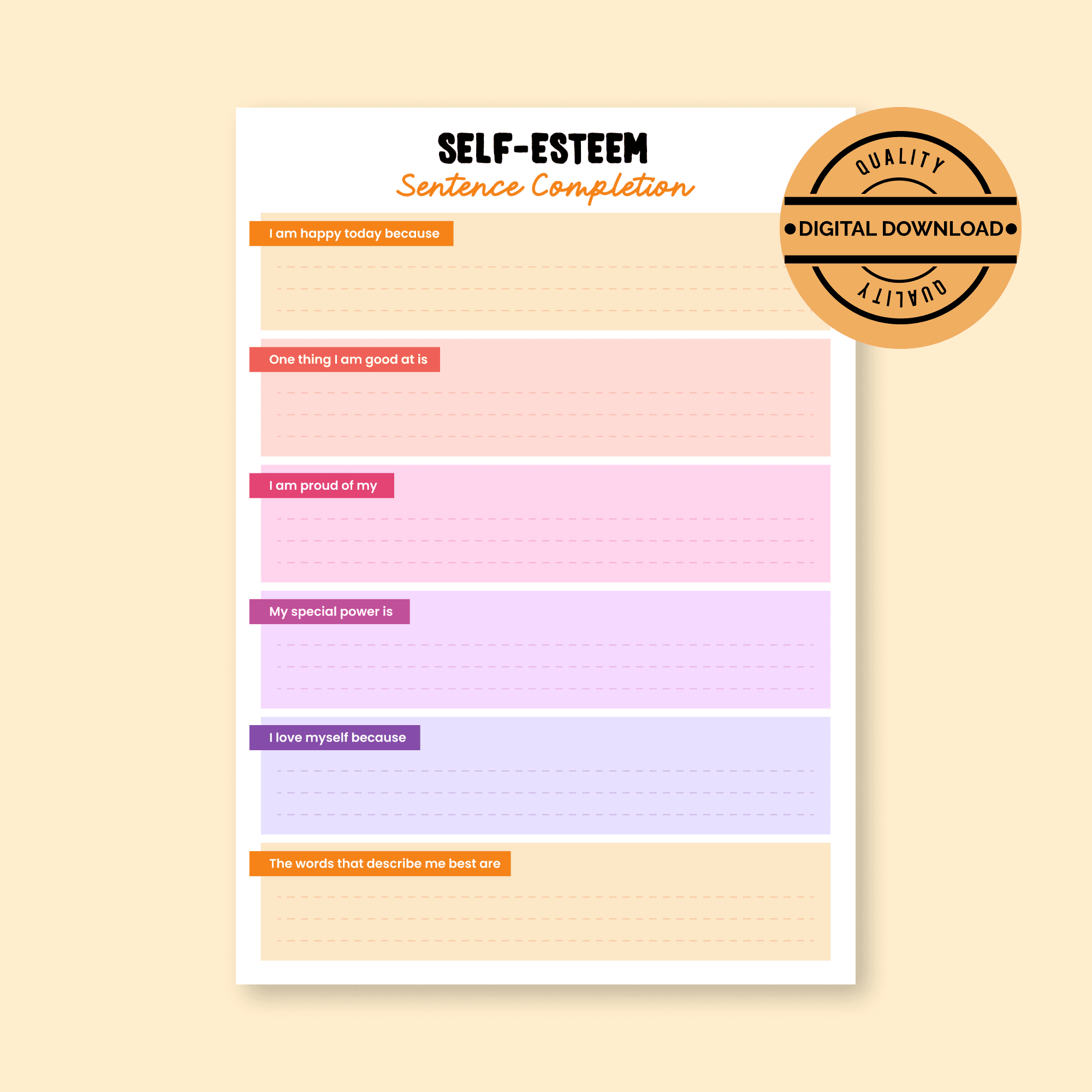 Self-Esteem Worksheets