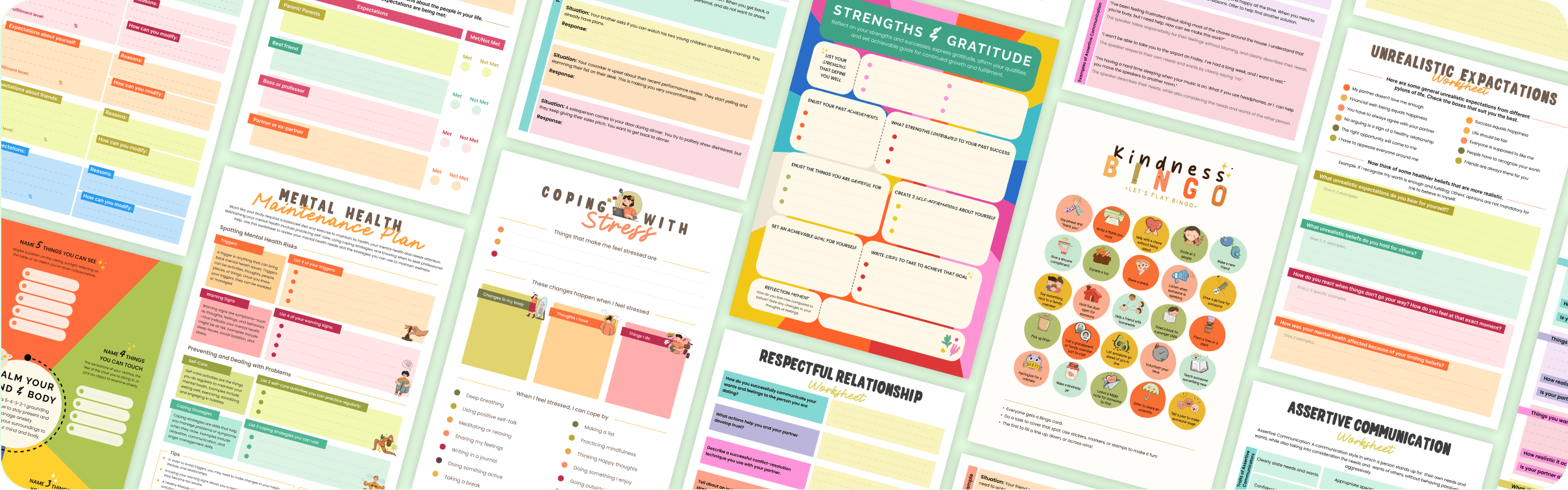 Mental Health Printable Worksheets - Mental Health Activity